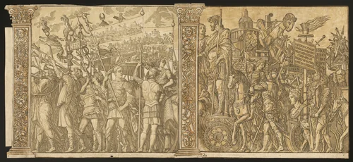 The Triumph of Julius Caesar [no.1 and 2 plus 2 columns] by Andrea Andreani
Andrea Mantegna, print, 1599