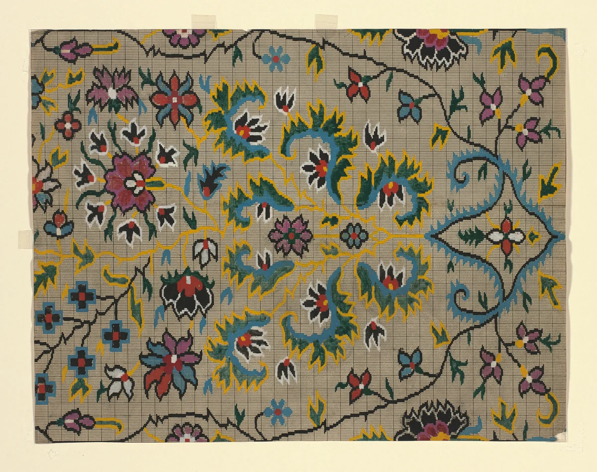 Mise-en-carte (Point-paper) by France, textile, 1760-1790