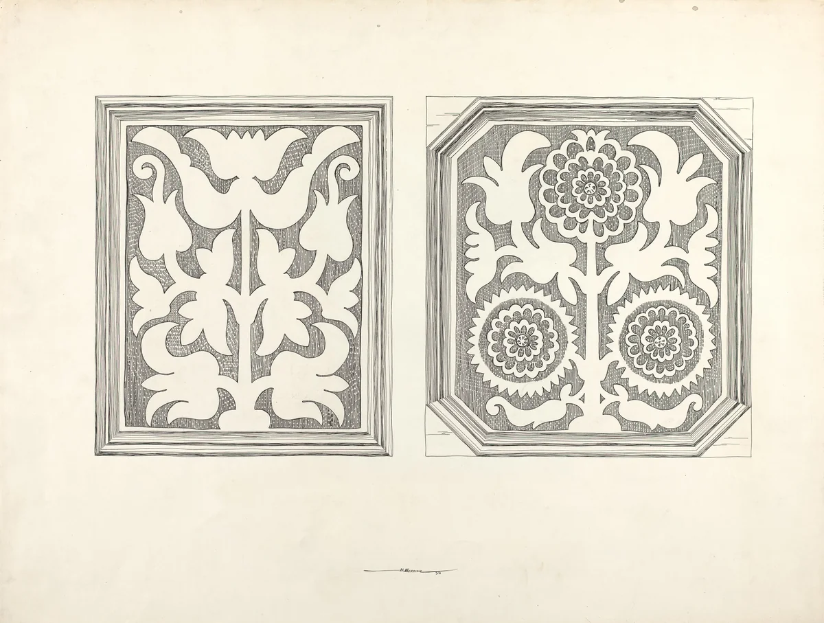 Panels from Hartford Chest by Harold Merriam, index of american design, 1936