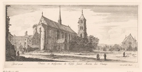 Gezicht op de Église Saint-Martin-des-Champs by Claude Goyrand, print, 1630-1661