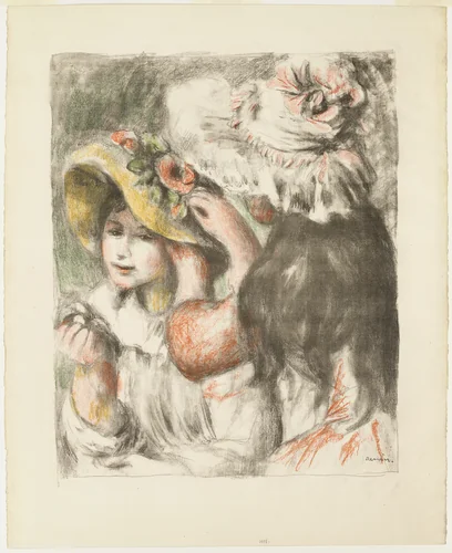 Pinning the Hat by Pierre-Auguste Renoir, print, 1898