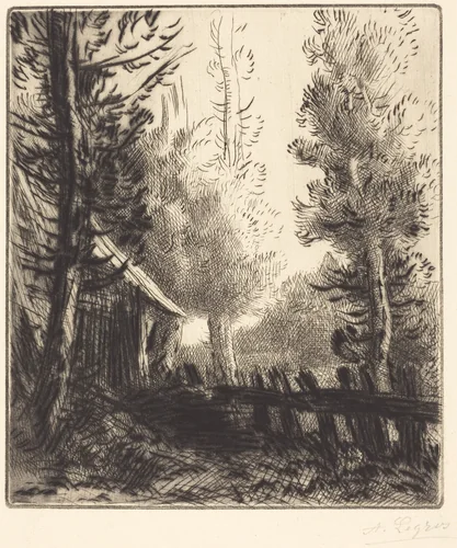 Shed (Le hangar) by Alphonse Legros, print, 1837-1911