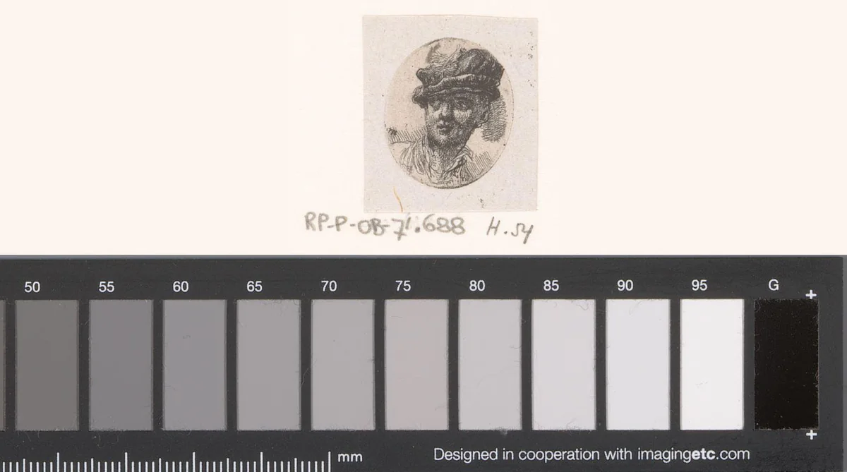 Kop van man met muts met veer by Jean Pierre Norblin de la Gourdaine, print, 1778