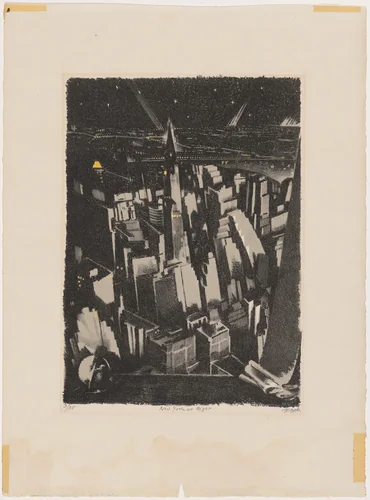 New York at Night by Max Oppenheimer, print, 1937-1954