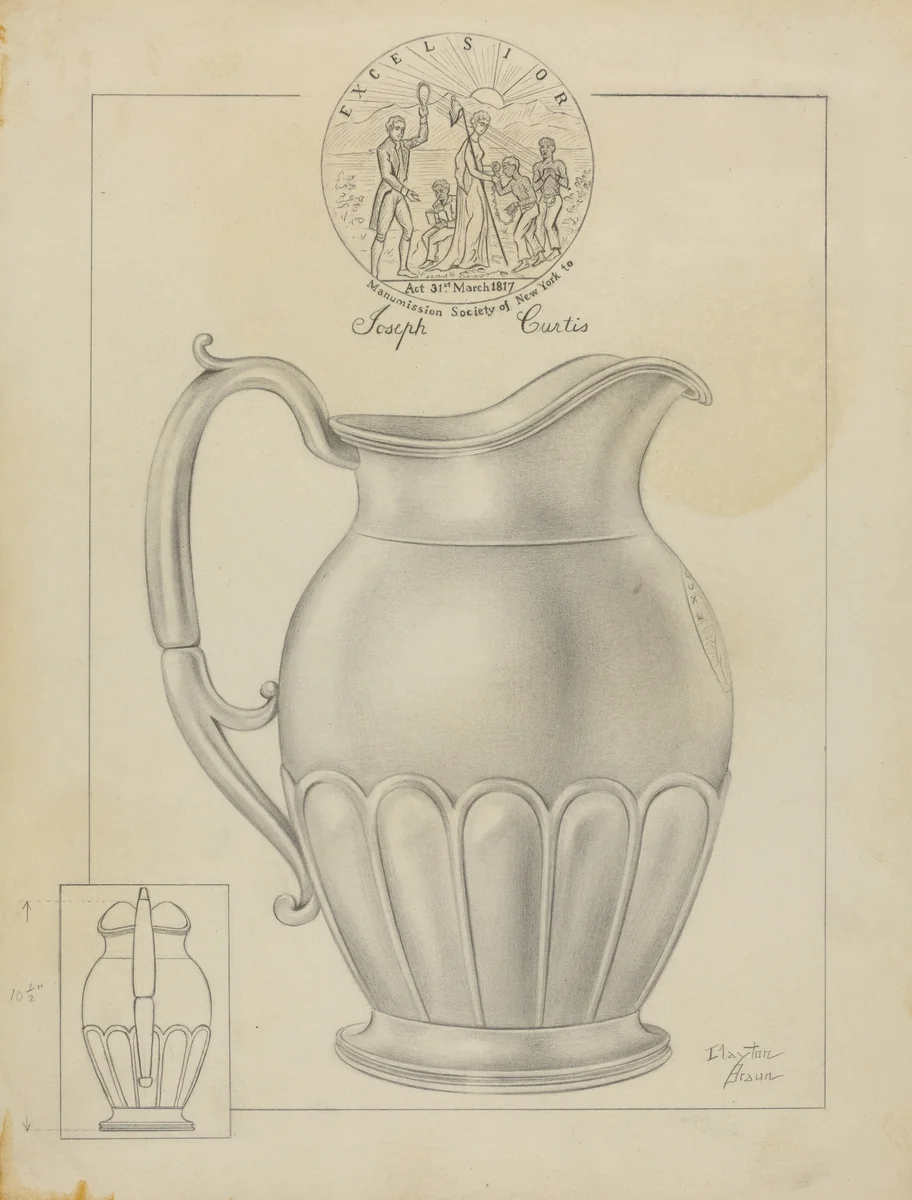 Silver Water Pitcher by Clayton Braun, index of american design, 1936
