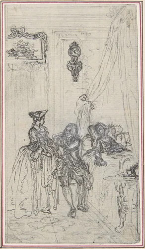 Study for a frontispiece for "Histoire de Miss Jenny" by Hubert François Gravelot, drawing, 1710-1773