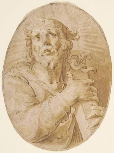 Christ with the Cross by Joachim Wtewael, drawing, 1600-1610