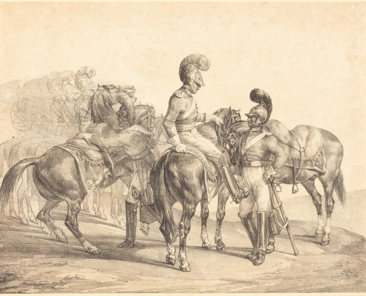 A Party of Life Guards by Théodore Gericault, print, 1821