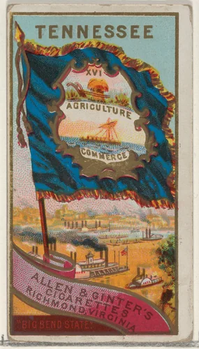 Tennessee, from Flags of the States and Territories (N11) for Allen & Ginter Cigarettes Brands by Allen & Ginter, print, 1888