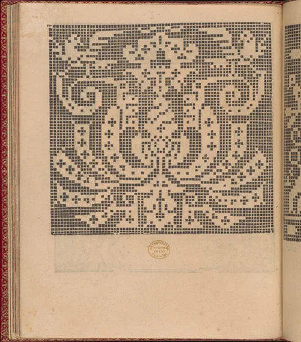 Les Singuliers et Nouveaux Portraicts... page 41 (verso) by Federico de Vinciolo, book, 1588