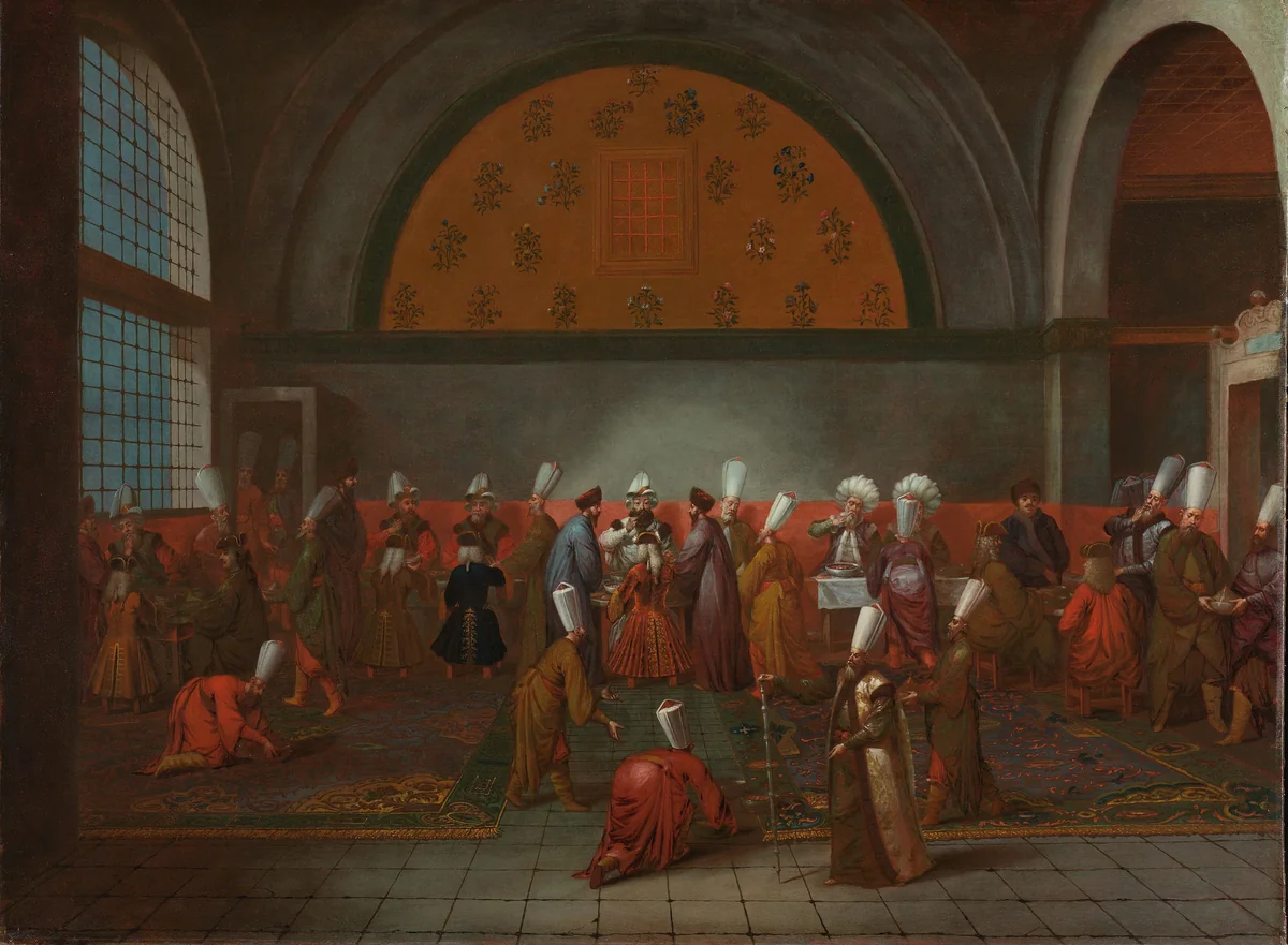 The Meal in Honour of Ambassador Cornelis Calkoen by Jean Baptiste Vanmour, painting, 1727-1730