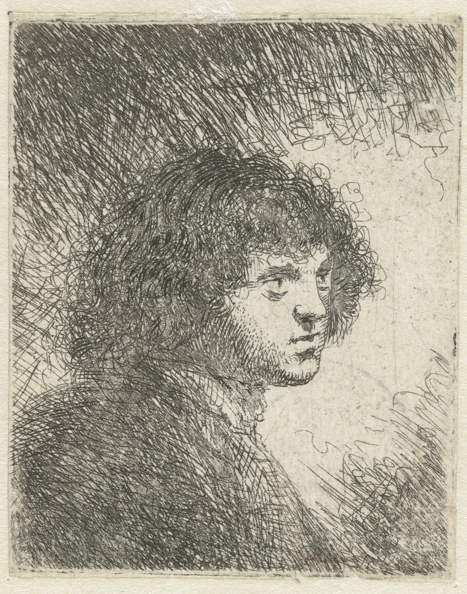 Borstbeeld van een jonge man by Jan Lievens, print, 1625-1674