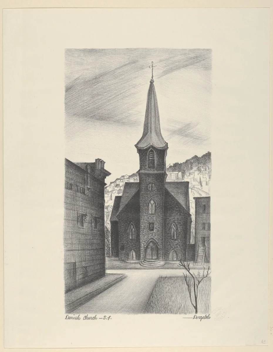 Danish Church, San Francisco by Marguerite Redman Dorgeloh, print, 1930-1948