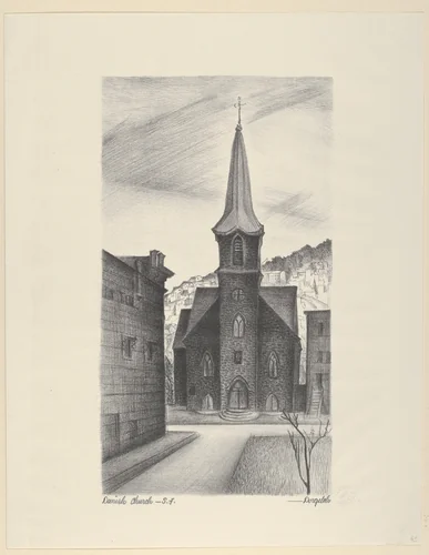 Danish Church, San Francisco by Marguerite Redman Dorgeloh, print, 1930-1948