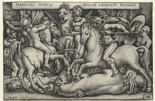 The Labors of Hercules: Hercules Conquering Troy by Hans Sebald Beham, print, 1545