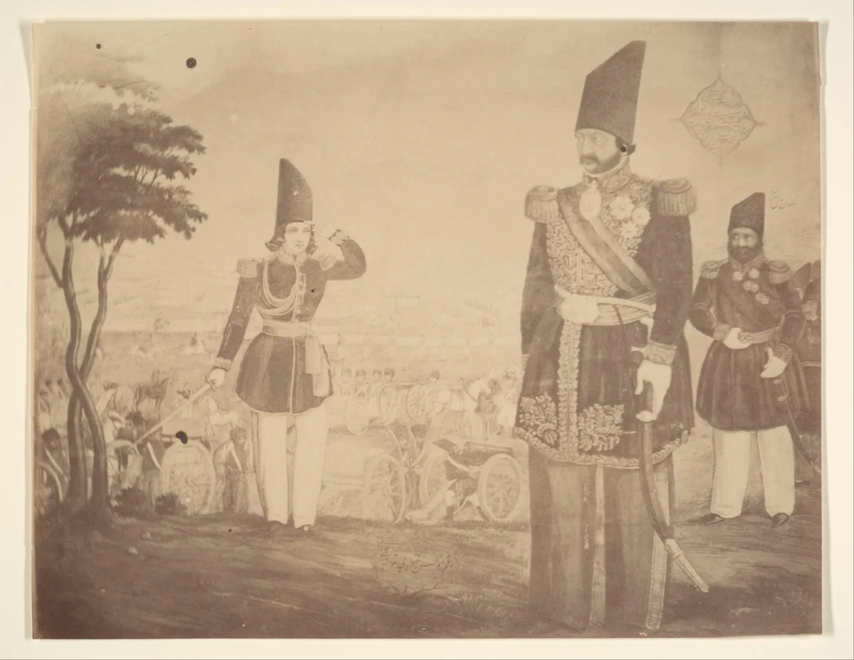 [A Persian revue in a painting that once belonged to Ardeshir Mirza, uncle of the king.] by Luigi Pesce, photograph, 1840-1869