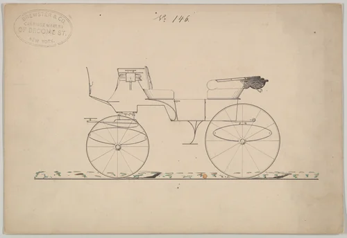Design for Char-a-banc/Phaeton, no. 146 by Brewster & Co., drawing, 1850-1874