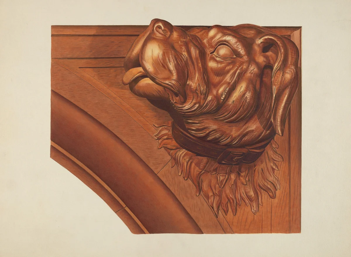 Mantle Carving (Dog's Head) by Henry Murphy, index of american design, 1939