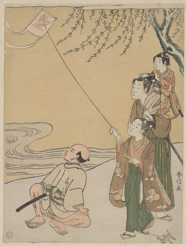 Kite Flying by Suzuki Harunobu (鈴木春信), print, 1756-1776