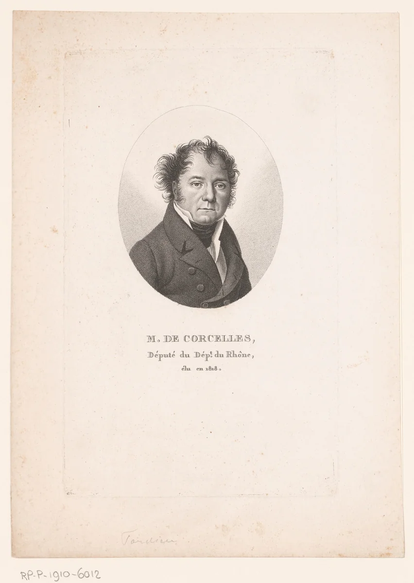 Portret van Claude Tircuy de Corcelles by Ambroise Tardieu, print, 1820-1821