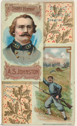 A Short History: General Albert Sidney Johnston, from the Histories of Generals series (N114) issued by W. Duke, Sons & Co. to promote Honest Long Cut Smoking and Chewing Tobacco by W. Duke, Sons & Co., print, 1888