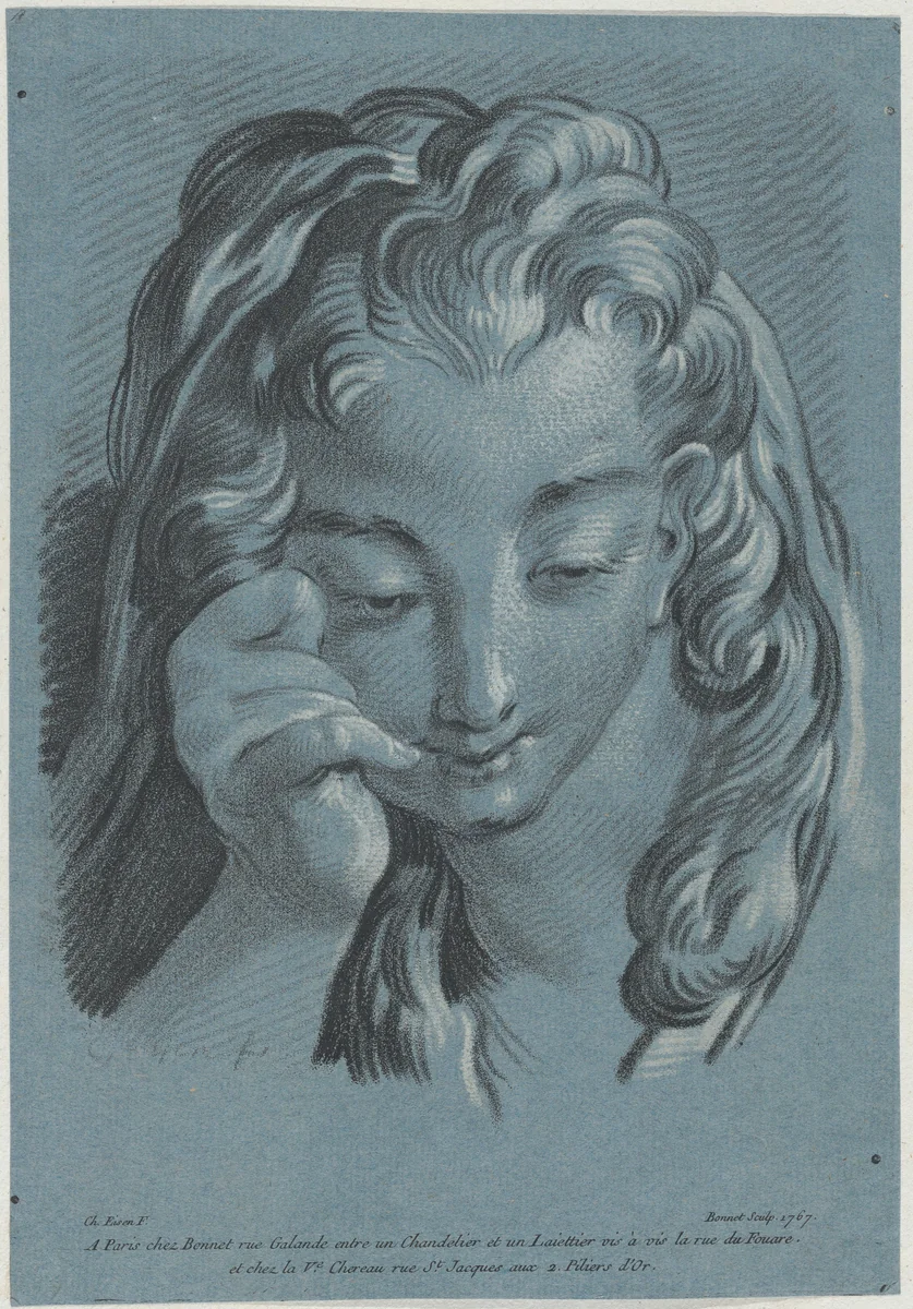 Head of a Woman by Louis Marin Bonnet, print, 1767