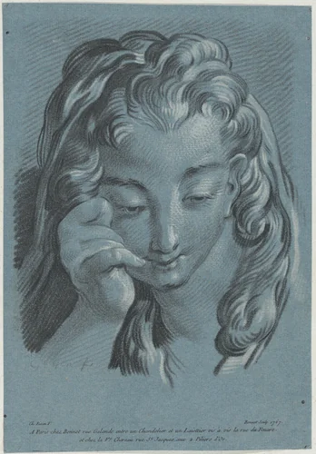 Head of a Woman by Louis Marin Bonnet, print, 1767
