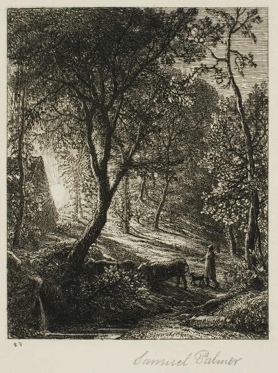 Sunset by Samuel Palmer, print, 1845-1855