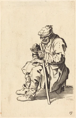 Beggar Eating by Jacques Callot, print, 1600-1699