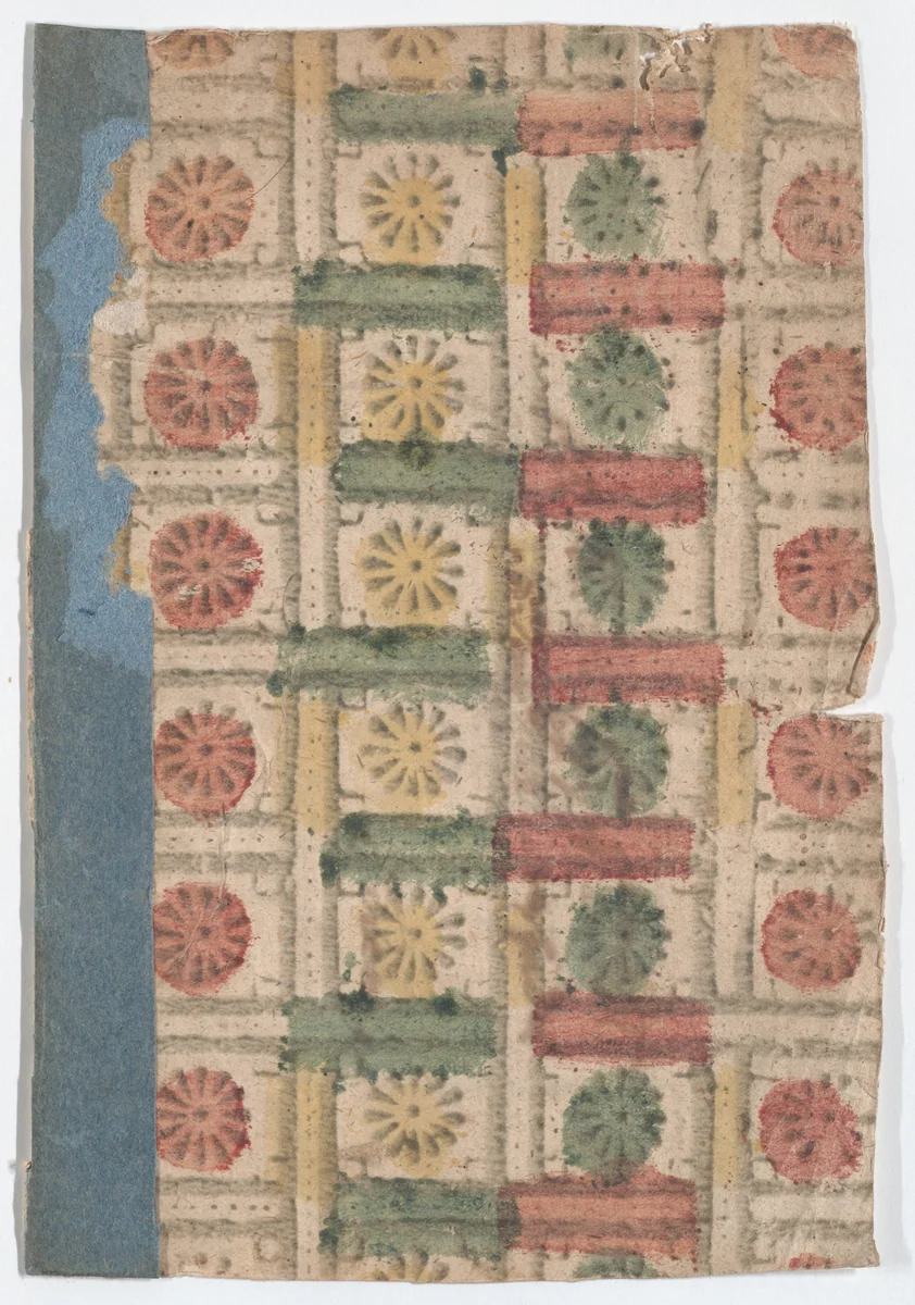 Sheet with overall pattern of rosettes by anonymous, print, 1800-1900
