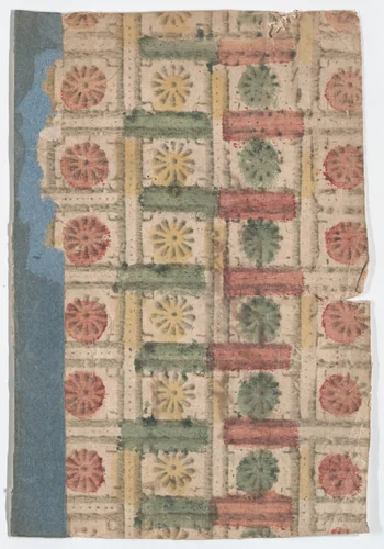 Sheet with overall pattern of rosettes by anonymous, print, 1800-1900