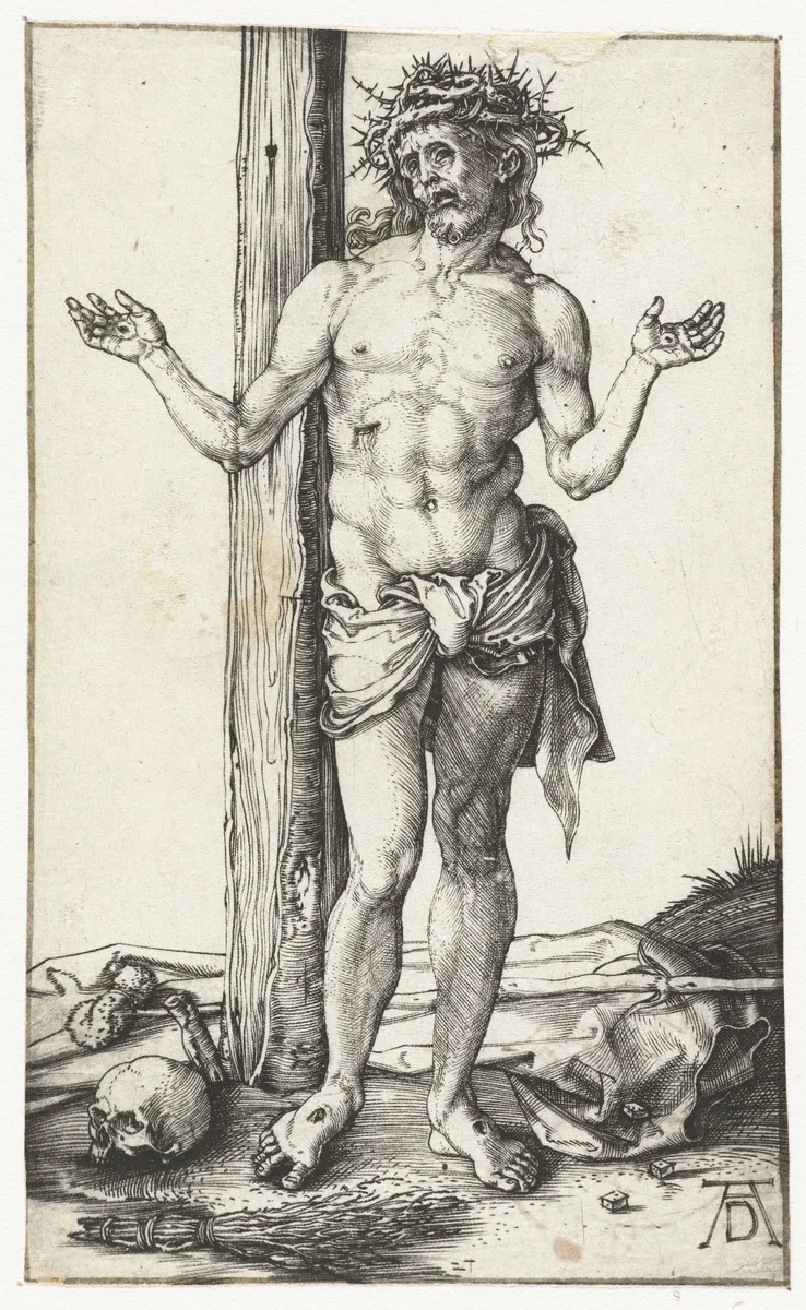 Christus als Man van Smarten, met geheven handen by Unknown, print, 1498-1502