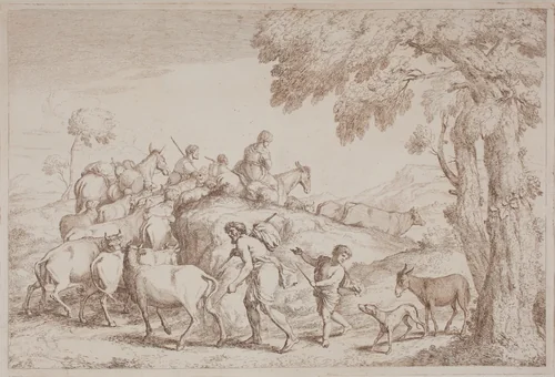 An Elderly Shepherd Seen from Behind by Gaetano Zompini, Giovanni Benedetto Castiglione, portfolio, 1700-1778