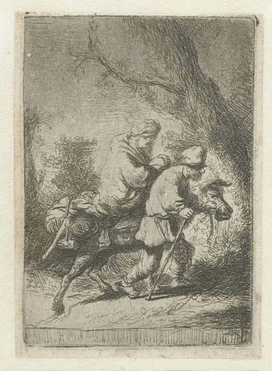 The flight into Egypt: small by anonymous, print, 1633