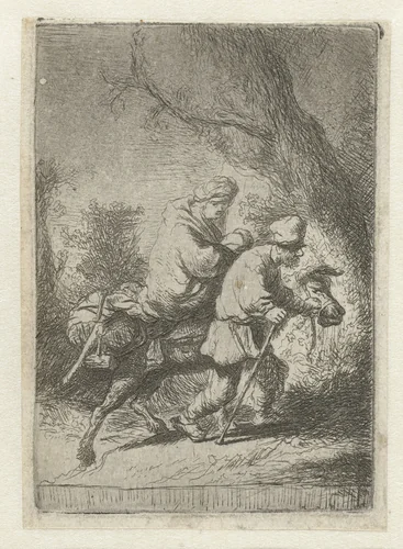 The flight into Egypt: small by anonymous, print, 1633