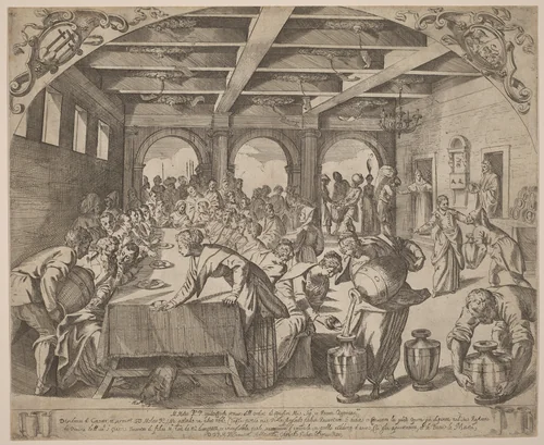 The Marriage at Cana by Odoardo Fialetti; Jacopo Tintoretto, print, 1573-1638