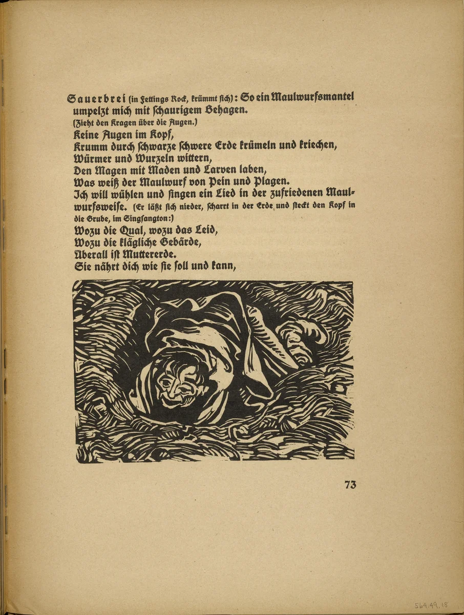 The Mole (Der Maulwurf) (in-text plate, page 73) from Der Findling (The Foundling) by Ernst Barlach, illustrated book, 1922