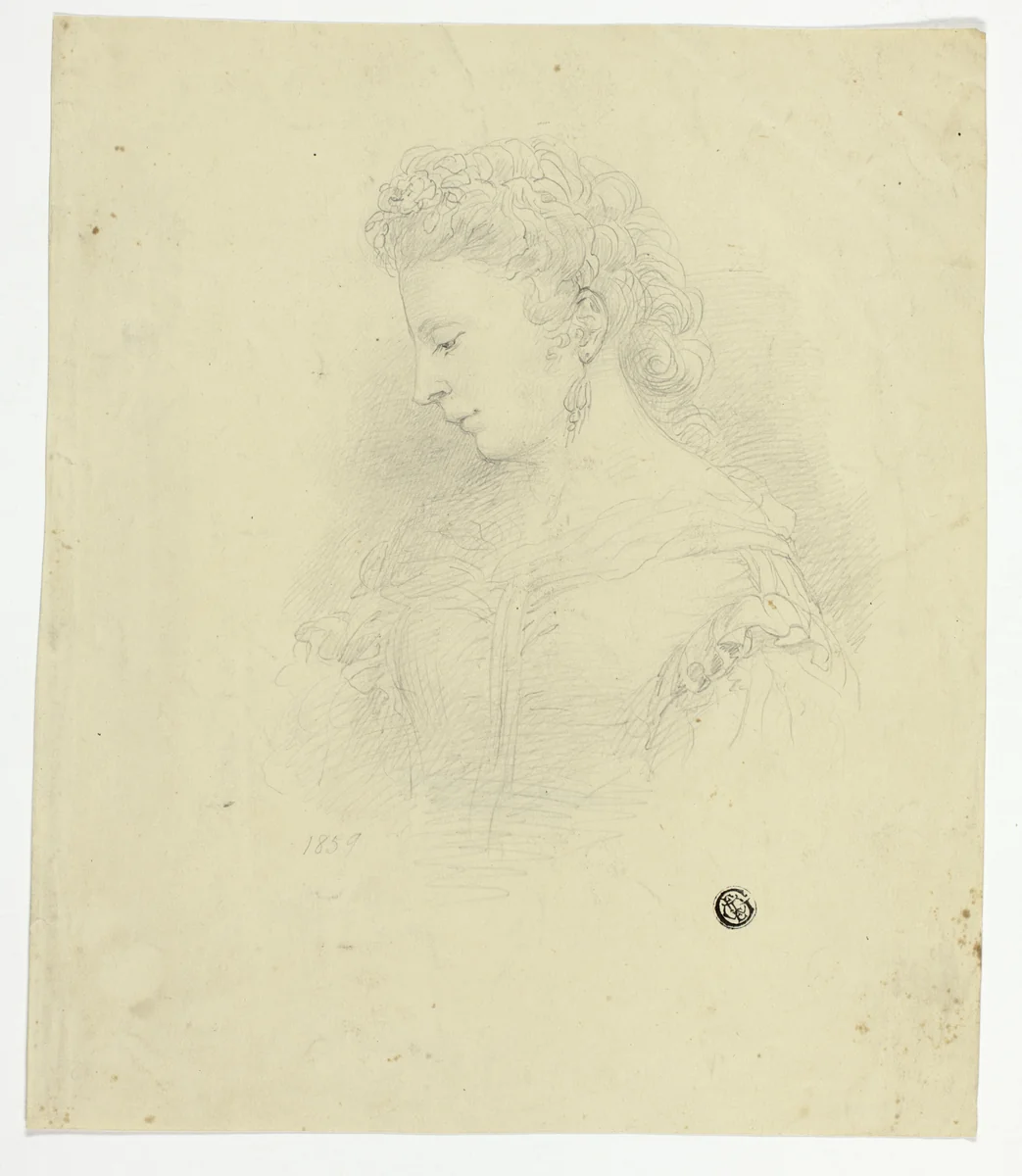 Portrait of a Young Woman by Unknown Artist, drawing, 1800-1899