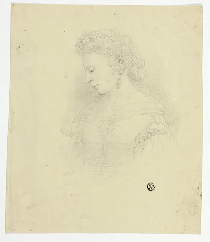 Portrait of a Young Woman by Unknown Artist, drawing, 1800-1899