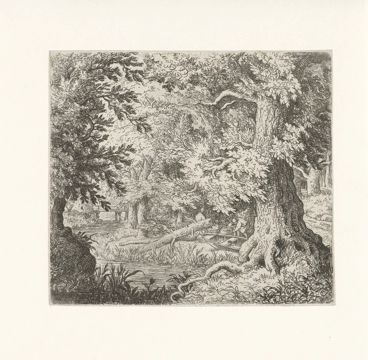Beekje in het bos by Allaert van Everdingen, print, 1631-1675