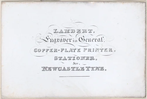 Trade Card for Lambert, Engraver, Copper-Plate Printer, and Stationer by anonymous, print, 1700-1800
