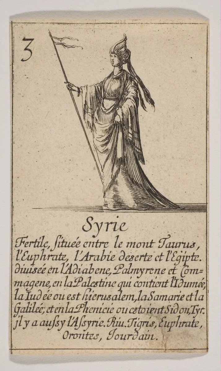 Syrie, from "Jeu de la Géographie" by Stefano della Bella, print, 1644
