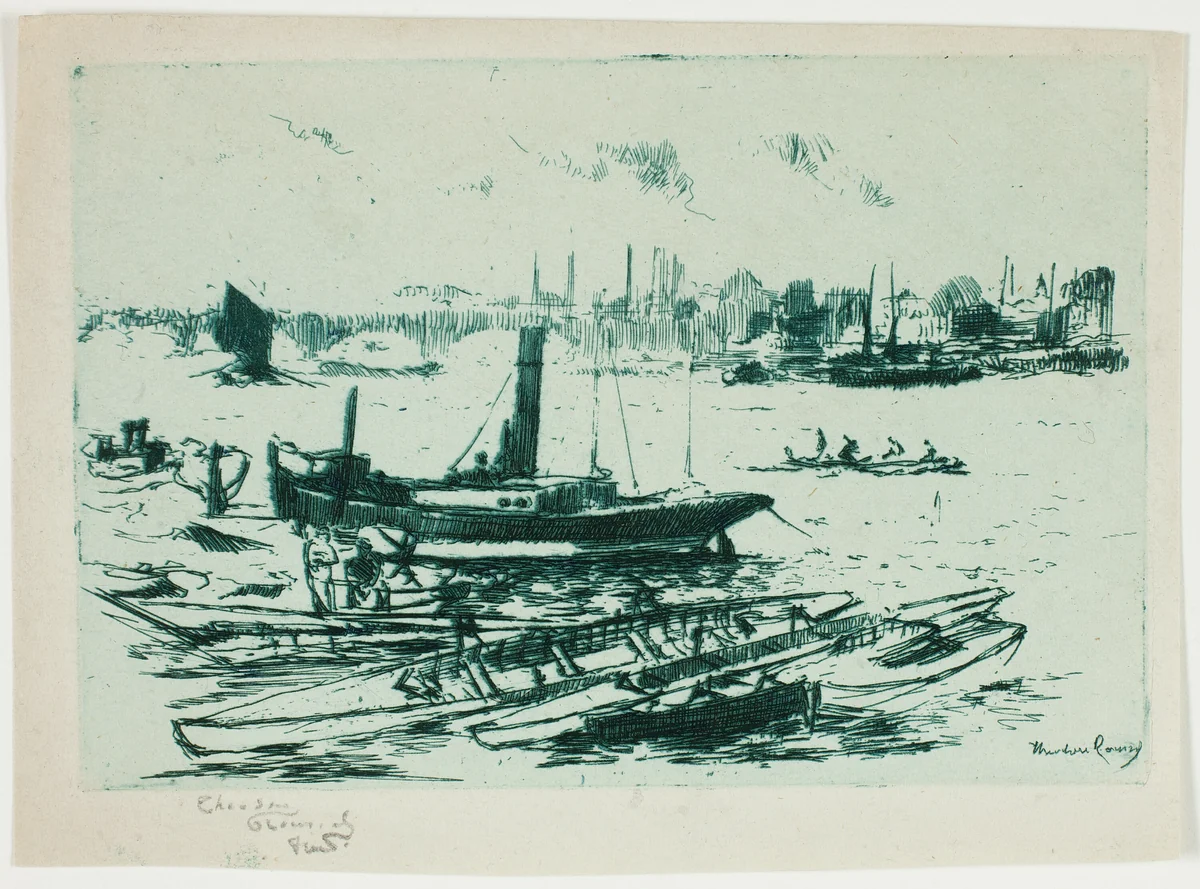 The Steam Launch, Chelsea Embankment by Theodore Roussel, print, 1888-1889