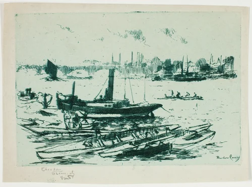 The Steam Launch, Chelsea Embankment by Theodore Roussel, print, 1888-1889