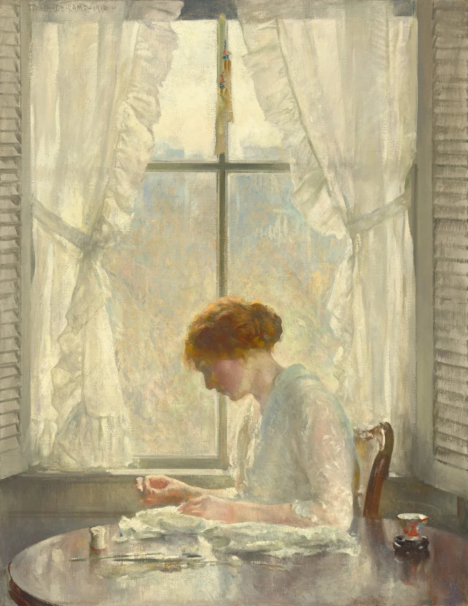 The Seamstress by Joseph Rodefer DeCamp, painting, 1916