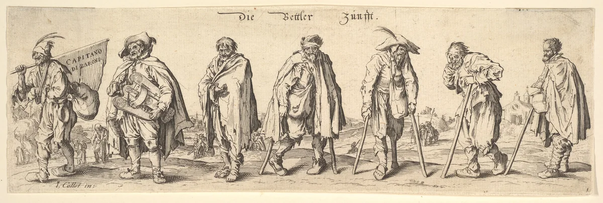 Die Bettler Zunfft (The Seven Beggars) by Wenceslaus Hollar, print, 1630