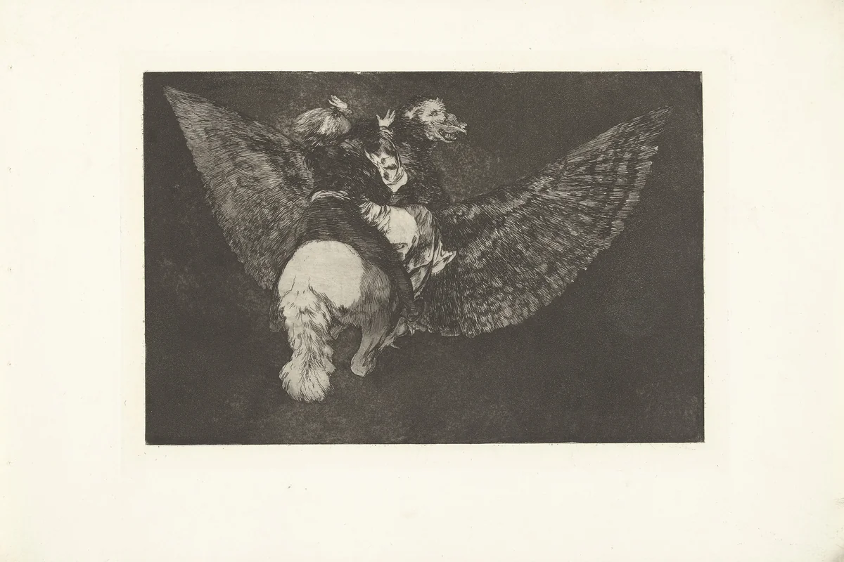 Vliegende dwaasheid by Francisco de Goya, print, 1815-1820
