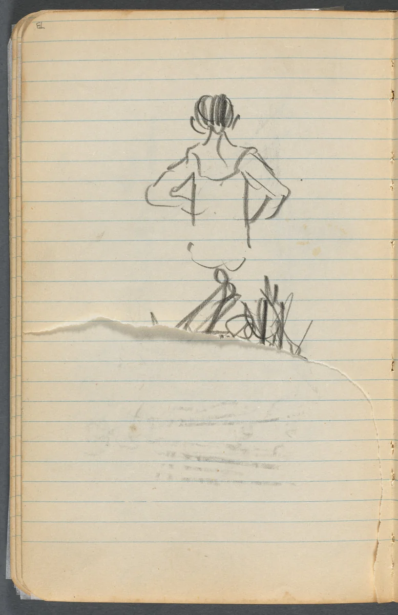 Sketchbook, page 073: Male Figure seen from the back by Maurice Prendergast, book, 1905-1910