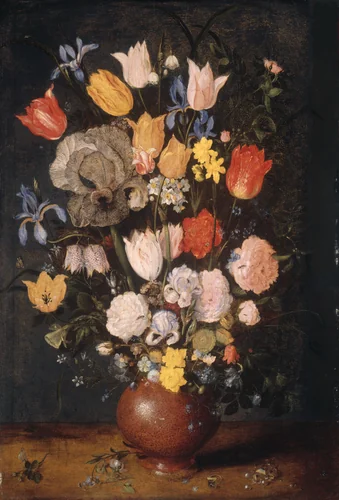 Bouquet of Flowers in an Earthenware Vase by Jan Brueghel the Elder, painting, 1605-1615