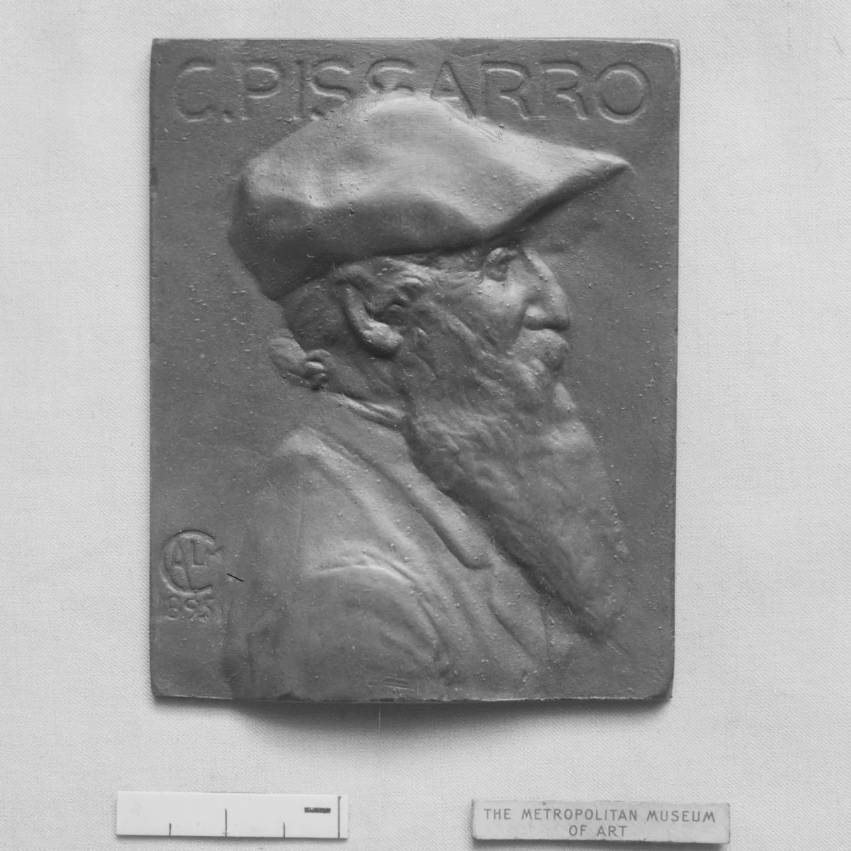 Portrait of Camille Pissarro (1830–1903), French Impressionist painter by Alexandre-Louis-Marie Charpentier, metalwork, 1885-1899